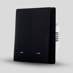 Wi-Fi вимикач  Tuya чорний (2 клавіші, без нуля)