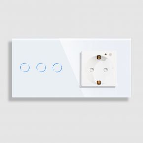 Wifi комплект сенсорный выключатель и розетка Tuya smart (Белый, 3 клавиши)