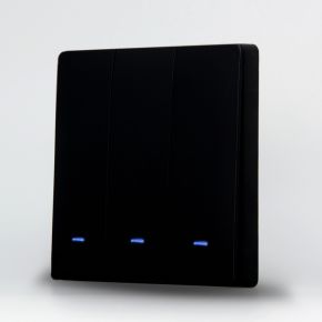 Wi-Fi вимикач  Tuya чорний (3 клавіші, без нуля)