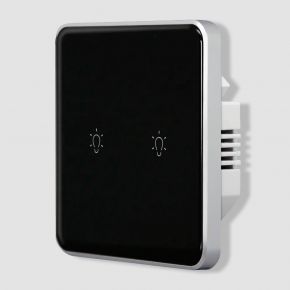 Zigbee черный сенсорный выключатель Tuya smart (2 клавиши)